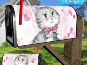 Valentine's Day Kitty and Hearts  Decorative Rural Farm Mailbox Cover