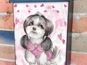 Valentine's Day Puppy and Hearts #4 Colonial Mailbox Cover