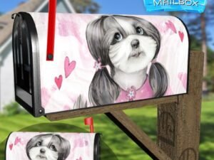 Valentine's Day Puppy and Hearts #4 Decorative Rural Farm Mailbox Cover