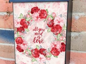 Valentine's Day Rose Wreath Colonial Mailbox Cover