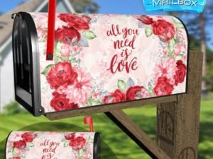 Valentine's Day Rose Wreath Decorative Rural Farm Mailbox Cover