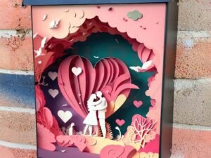 Valentine's Day Couple 3D Effect #2 Colonial Mailbox Cover