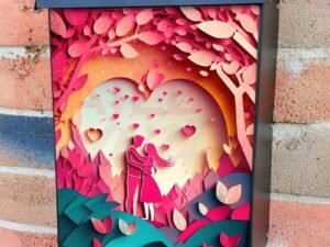 Valentine's Day Couple 3D Effect #3 Colonial Mailbox Cover