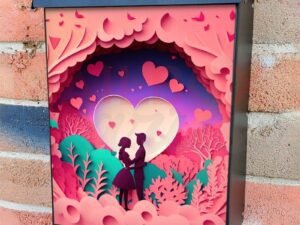 Valentine's Day Couple 3D Effect #6 Colonial Mailbox Cover