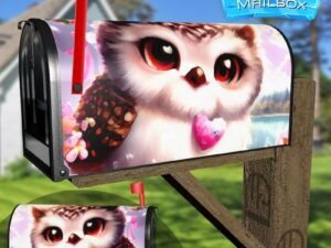 Valentine's Day Owl with Heart Decorative Rural Farm Mailbox Cover