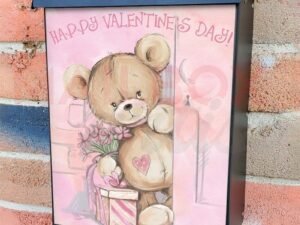 Valentine's Day Teddy Bear with Gifts Colonial Mailbox Cover