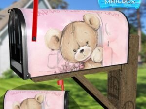 Valentine's Day Teddy Bear with Gifts Decorative Rural Farm Mailbox Cover