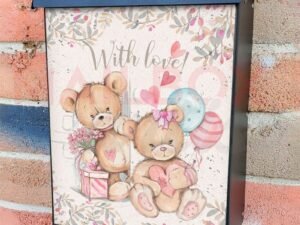 Valentine's Day Teddy Bear Couple #2 Colonial Mailbox Cover