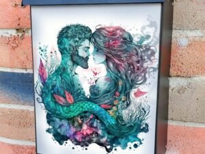 Beautiful Mermaid and Merman #2 Colonial Mailbox Cover