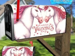 Valentine's Unicorn Couple #1 Decorative Rural Farm Mailbox Cover