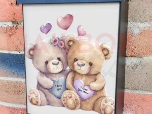 Valentine's Day Teddy Bear Couple #3 Colonial Mailbox Cover