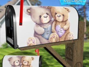 Valentine's Day Teddy Bear Couple #3 Decorative Rural Farm Mailbox Cover