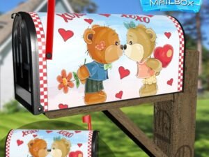Valentine's Day Teddy Bear Couple #4 Decorative Rural Farm Mailbox Cover