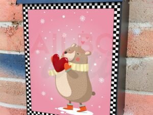 Valentine's Day Bear Colonial Mailbox Cover