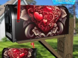 Valentine's Heart and Flowers Decorative Rural Farm Mailbox Cover