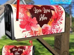 Valentine's Heart with Flowers #2 Decorative Rural Farm Mailbox Cover