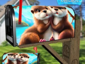 Lovely Otter Couple #1 Decorative Rural Farm Mailbox Cover