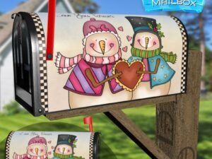 Valentine's Snowman Couple Decorative Rural Farm Mailbox Cover