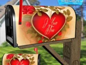 Valentine's Heart and Roses Decorative Rural Farm Mailbox Cover