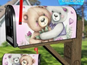 Valentine's Day Teddy Bear Couple #5 Decorative Rural Farm Mailbox Cover