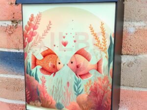 Cute Fish Couple #2 Colonial Mailbox Cover
