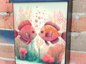 Cute Fish Couple #3 Colonial Mailbox Cover