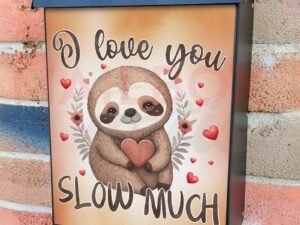 Valentine's Day Cute Sloth Colonial Mailbox Cover