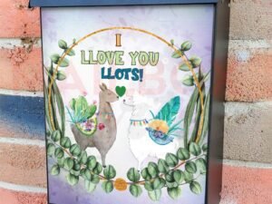 Valentine's Day Llama Colonial Mailbox Cover