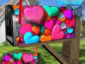 Colorful Valentine's Hearts #2 Decorative Rural Farm Mailbox Cover