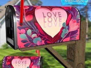 Valentine's Heart with Flowers #3 Decorative Rural Farm Mailbox Cover
