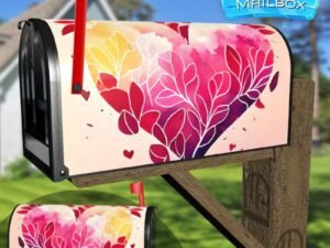 Valentine's Heart with Flowers #4 Decorative Rural Farm Mailbox Cover