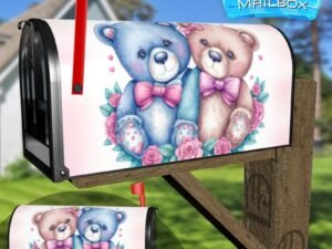 Valentine's Day Teddy Bear Couple #6 Decorative Rural Farm Mailbox Cover