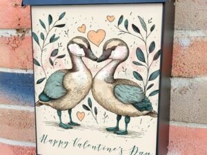 Valentine's Love Geese Colonial Mailbox Cover