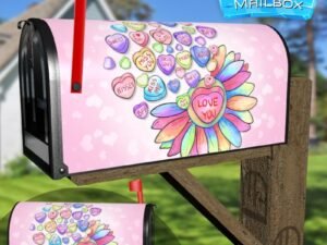Colorful Valentine's Candies and Flower Decorative Rural Farm Mailbox Cover