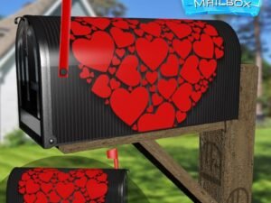 Valentine's Red Hearts Decorative Rural Farm Mailbox Cover