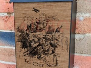 Welcome to Our Nest Burlap Pattern Colonial Mailbox Cover