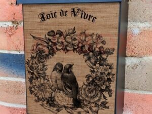 Vintage Birds Burlap Pattern Colonial Mailbox Cover