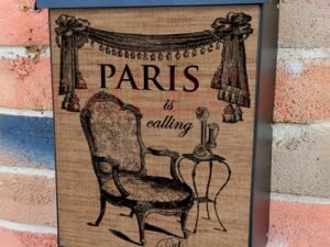 Vintage Paris Calling Burlap Pattern Colonial Mailbox Cover