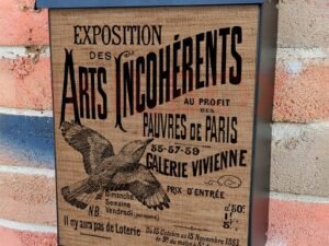 Vintage Art Poster Burlap Pattern Colonial Mailbox Cover