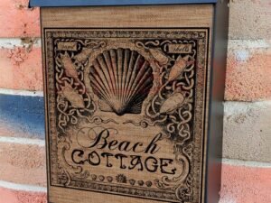 Vintage Beach Cottage Burlap Pattern Colonial Mailbox Cover