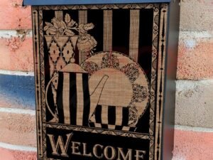 Vintage Afternoon Tea Burlap Pattern Colonial Mailbox Cover