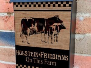 Milk Farm Poster Burlap Pattern Colonial Mailbox Cover