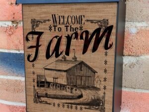 Welcome to the Farm Burlap Pattern Colonial Mailbox Cover
