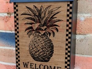 Welcome Pineapple Burlap Pattern Colonial Mailbox Cover