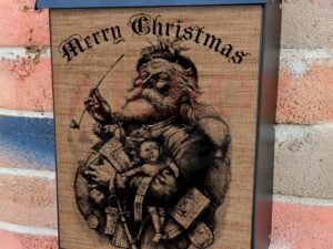 Santa Claus Burlap Pattern Colonial Mailbox Cover