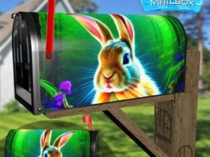 Cute White Easter Bunnies Decorative Rural Farm Mailbox Cover