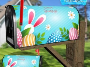 Pretty Easter Eggs and Flowers Decorative Rural Farm Mailbox Cover