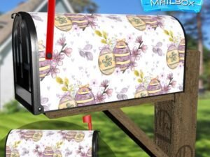 Purple and Yellow Easter Eggs Decorative Rural Farm Mailbox Cover