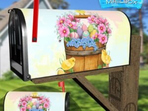 Easter Egg Basket and Chicks Decorative Rural Farm Mailbox Cover