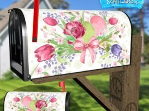 Easter Flowers and Eggs Decorative Rural Farm Mailbox Cover